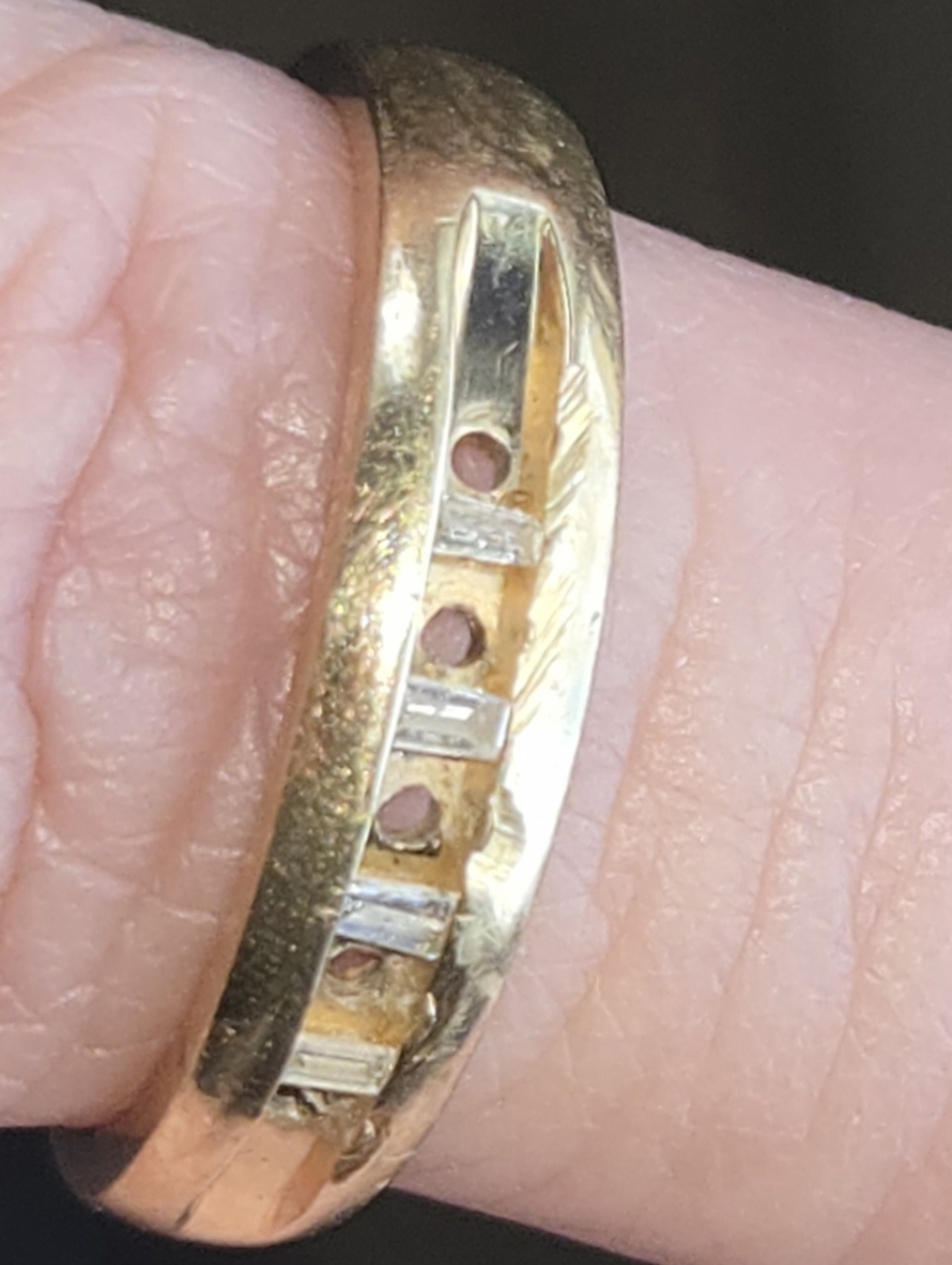 10k Gold Band Ring with Channel Set Diamonds